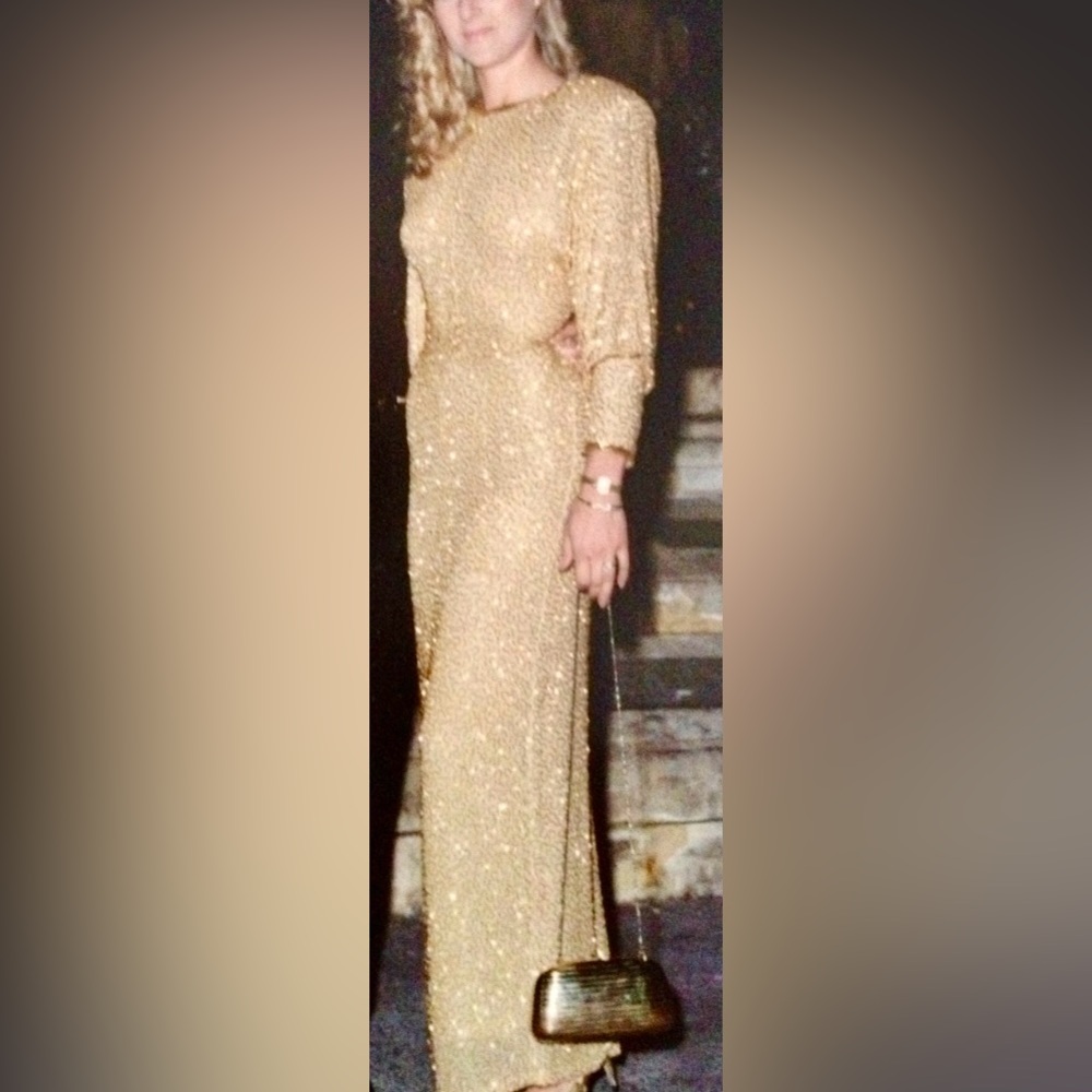 Gold bugle bead gown